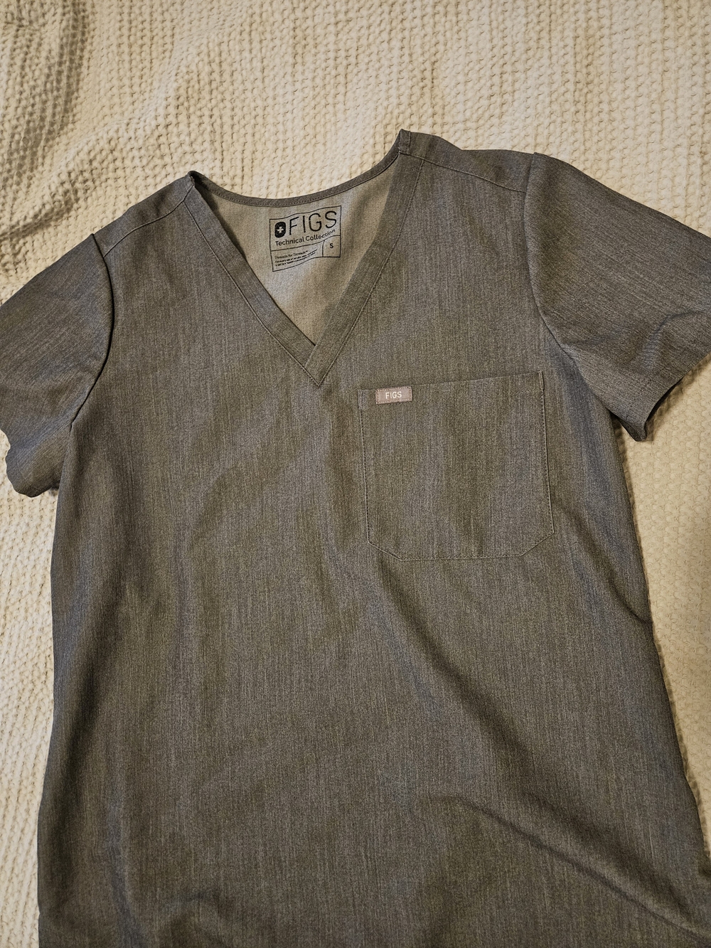 FIGS V-Neck Scrub Top - Heather Gray